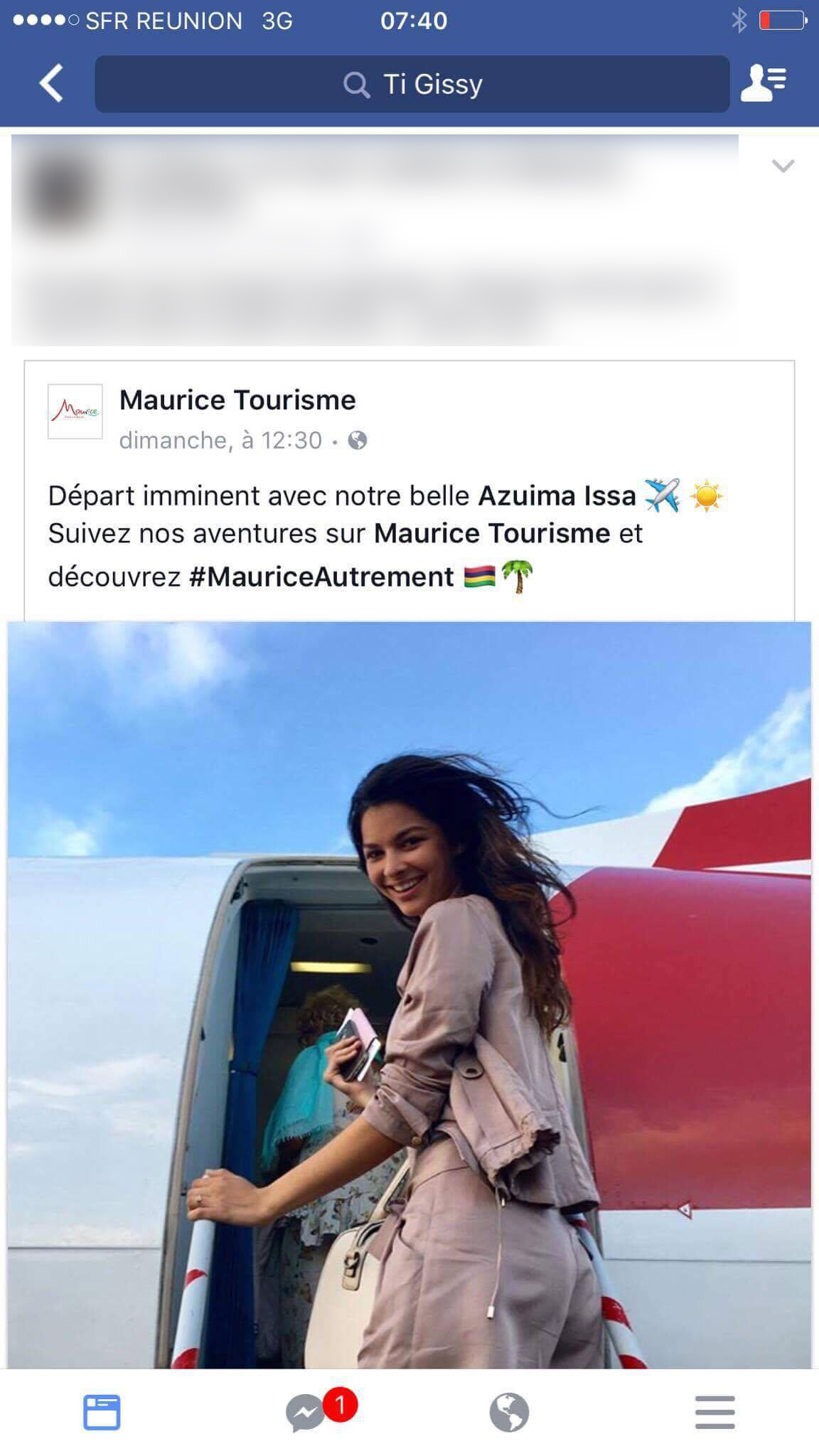 Un an et demi après, on la retrouve en ambassadrice de l'ile Maurice. Avec un véritable feuilleton sur les réseaux sociaux. On se croirait revenu à l'époque des "Martine va à l'école" "Martine va à la plage". Sauf que là, c'est "Azuima prend l'avion"...