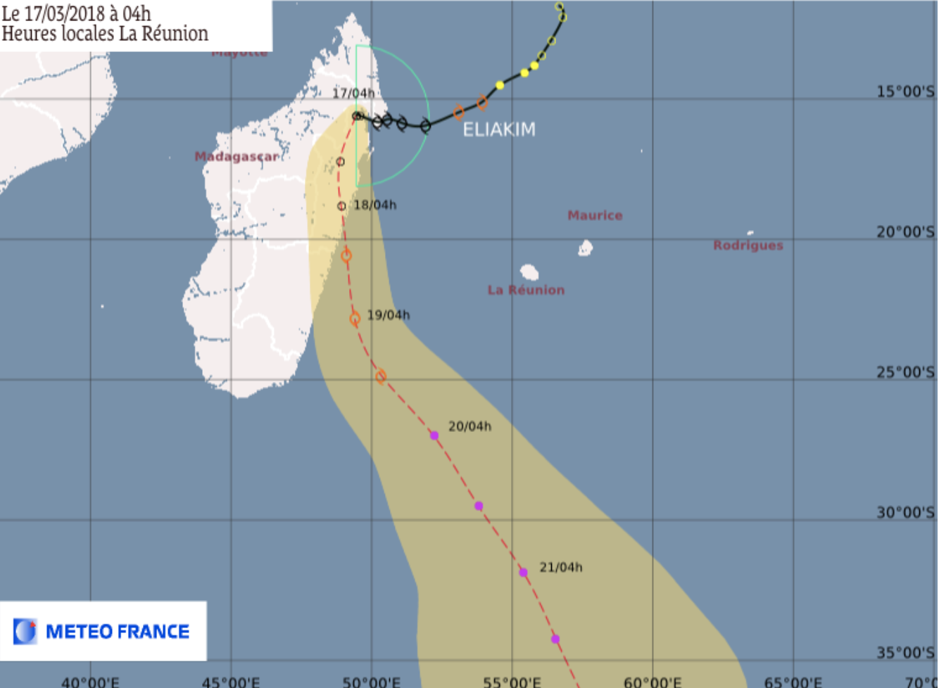 Eliakim: la dépression sur Terre à 815 km de la Réunion