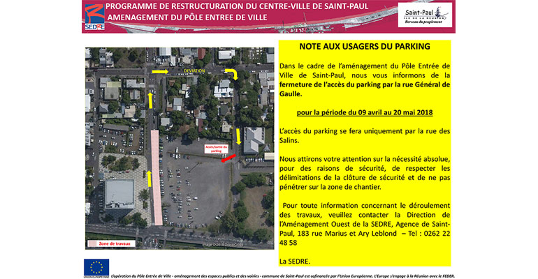 Fermeture accès parking rue Général de gaulle