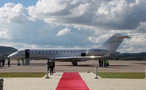 Le jet privé du président de la transition, sur le tarmac de la Base aéronavale d'Ivato (crédit : HAT)