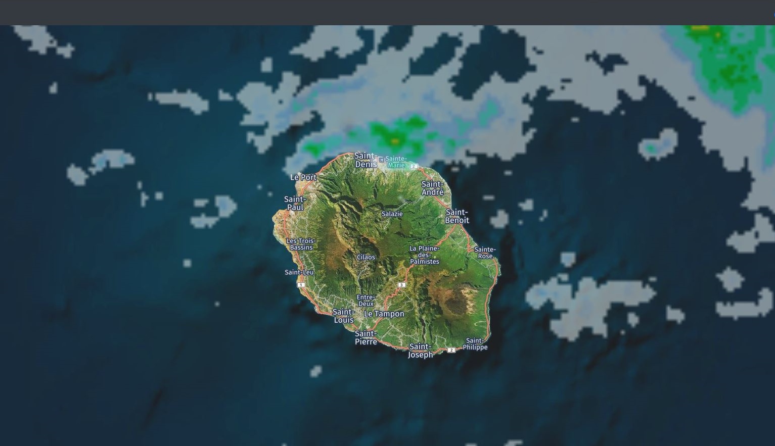 Image radar Météo France Réunion de 08h40. Crédit: https://www.meteoi.re/