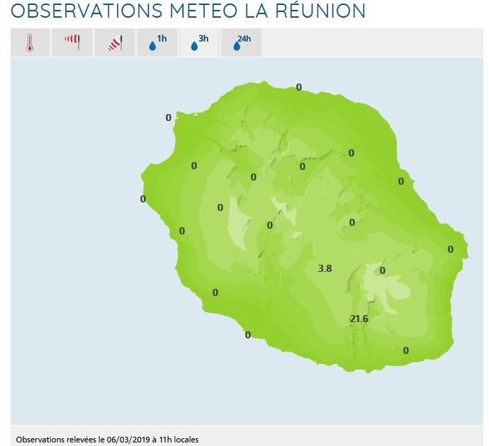 Midi: enfin des averses sur l'intérieur de la Réunion, temps plus sec à Maurice et venteux à Rodrigues (VIDEO)