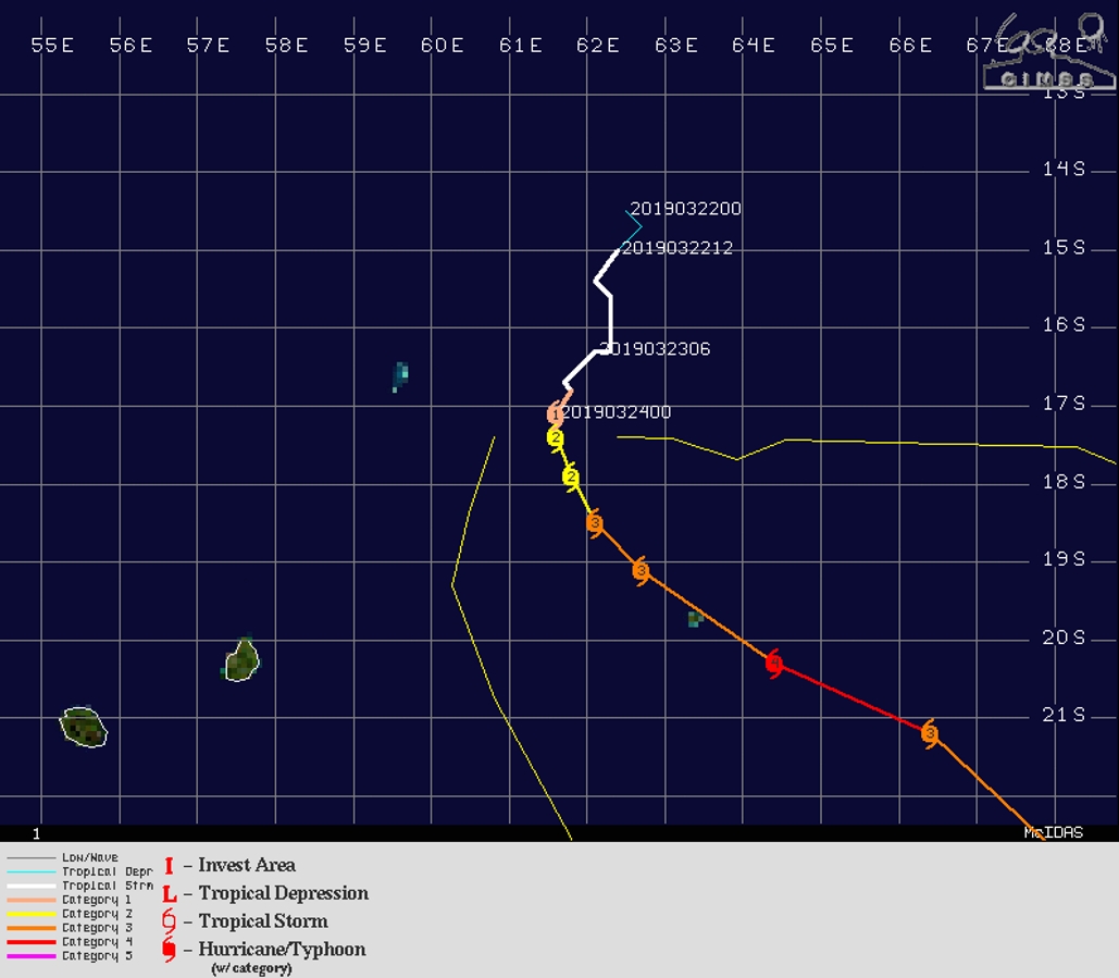 Le cyclone JOANINHA s'intensifie et va se diriger vers Rodrigues tout en s'approchant lentement. Menace importante pour l'île