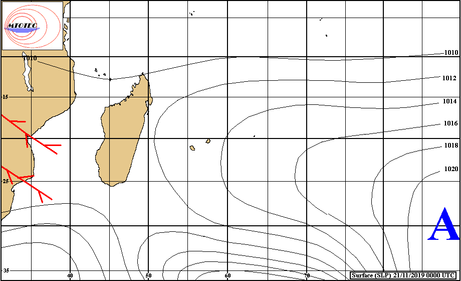 Un vent faible de Nord Nord-Est rentre sur la Réunion. Il s'accélère légèrement vers Sainte Rose, le Port ou les plages Ouest. MTOTEC