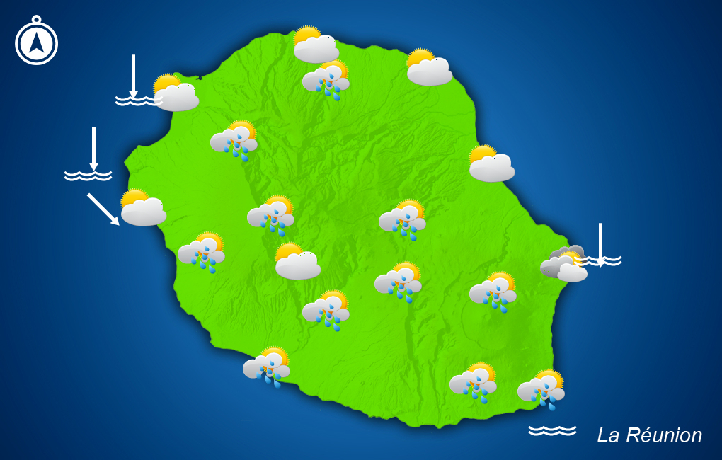 Conditions en moyenne prévues sur la Réunion pour vendredi après-midi