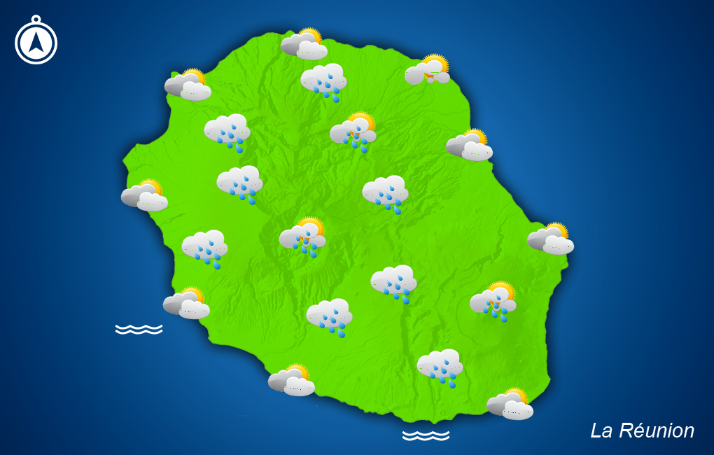 Conditions en moyenne prévues sur la Réunion pour jeudi après-midi