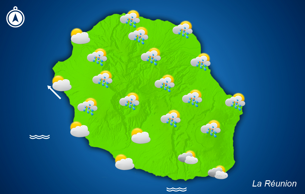Conditions en moyenne prévues sur la Réunion pour vendredi après-midi