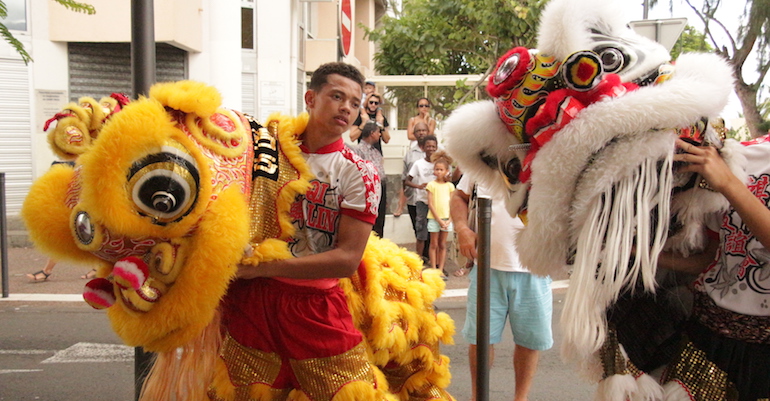 Danse des lions pour le nouvel an chinois à Saint-Paul