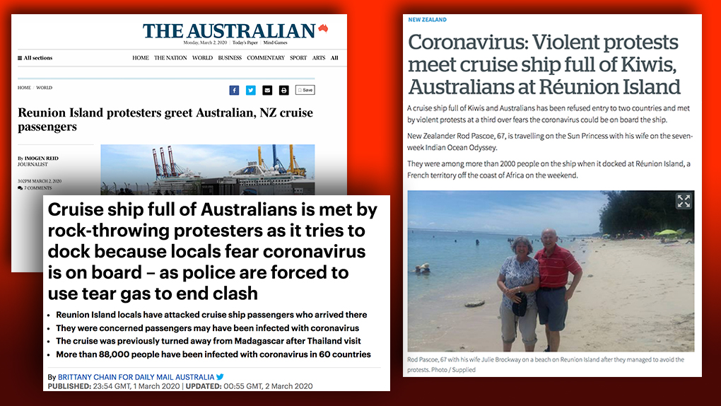 La manifestation contre les croisiéristes dans la presse australienne et néo-zélandaise