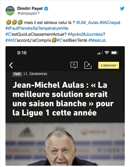 Football : Année blanche en L1, Dimitri Payet tacle Jean-Michel Aulas