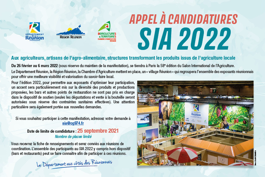 Appel à candidatures pour le Salon International de l'Agriculture (SIA) 2022 à Paris