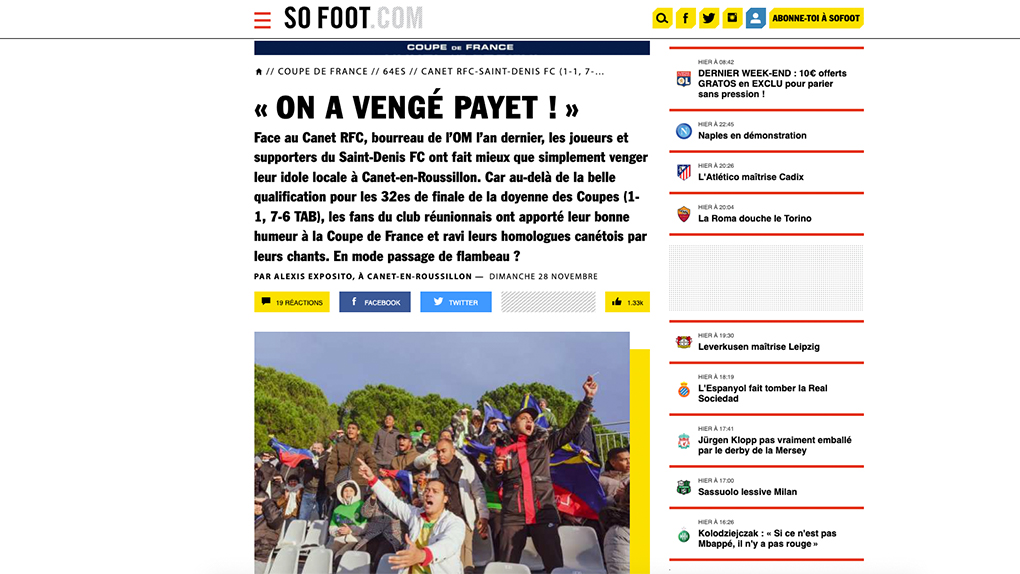 Coupe de France : Quand l’ambiance péi séduit So Foot