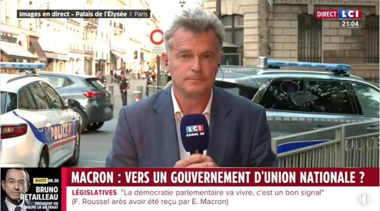 Fabien Roussel interviewé sur LCI à sa sortie du Palais de l'Elysée