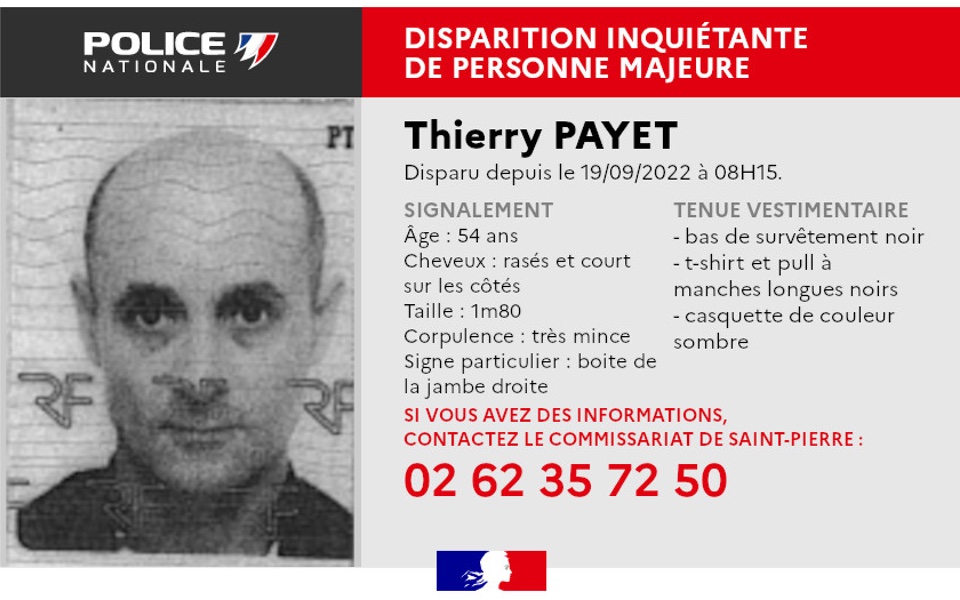 Disparition inquiétante : La police est à la recherche de Thierry Payet