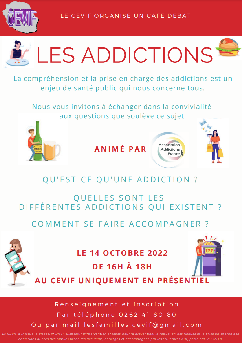 Le CEVIF organise un café débat sur le thème des addictions le 14 octobre