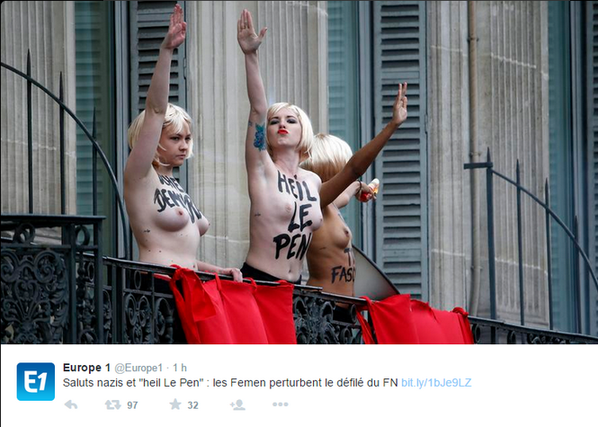 Le défilé du FN perturbé par des Femen