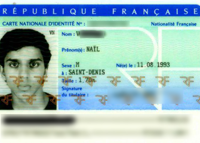 Copie de la carte d'identité de Nail V.
