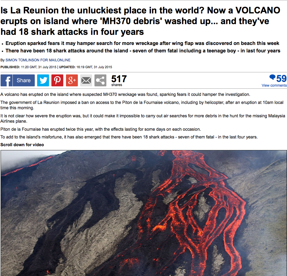 MH370, volcan, requins : "La Réunion, l'île la plus malchanceuse du monde?"