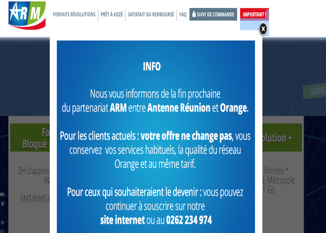 Antenne Réunion et Orange annoncent la fin de l'offre ARM