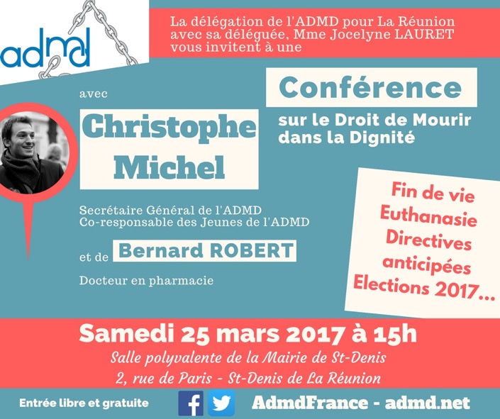 St-Denis: Conférence sur le droit de mourir dans la dignité ce samedi
