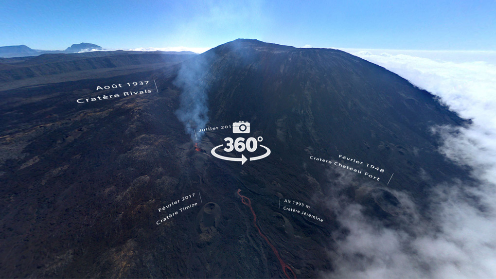Visite virtuelle : Au-dessus de l'éruption du Piton de la Fournaise