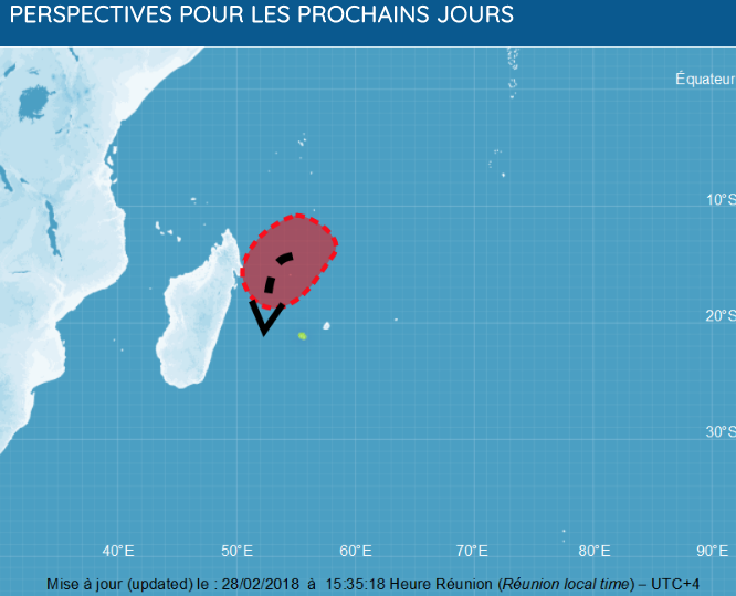 Risque de formation d'une tempête tropicale : Le système pourrait transiter entre Madagascar et La Réunion lundi