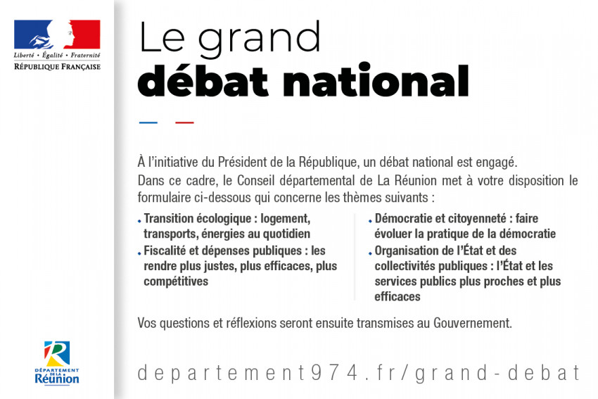 Le Département invite les Réunionnais à participer au Grand Débat National