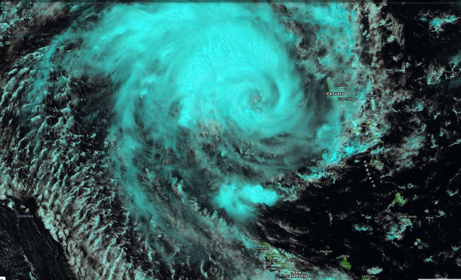 Photo satellite de la forte tempête tropicale OMA(15P) à 06h30 heure de la Réunion et 13h30 heure de Nouméa.
