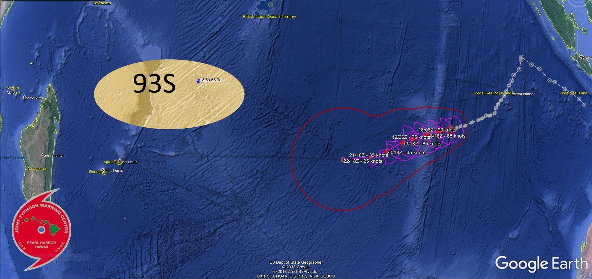 SAVANNAH(19S) s'affaiblit déjà à 2800km de Rodrigues, nouveau système possible dans la zone des Mascareignes fin de semaine prochaine