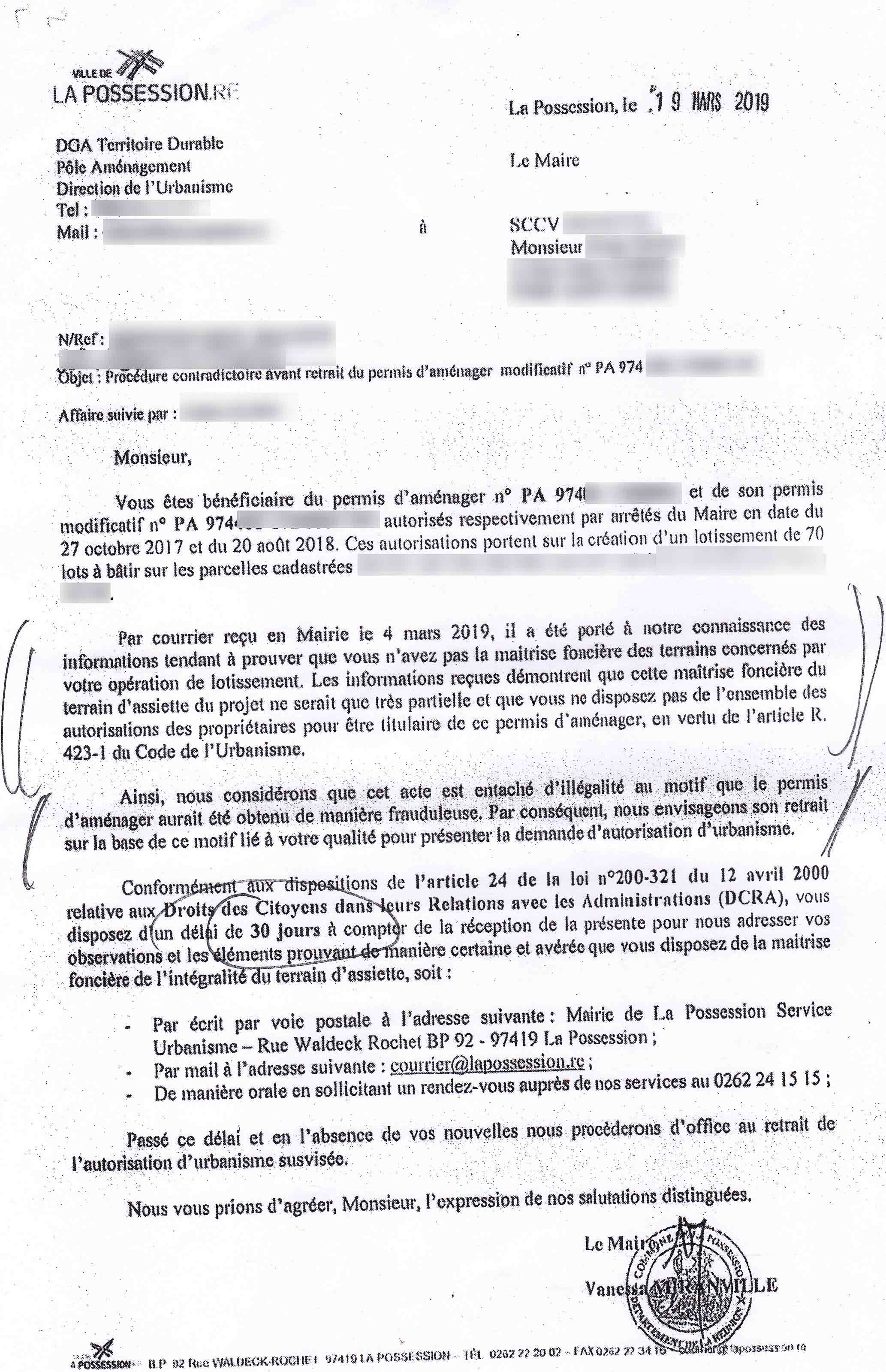 Soupçons de favoritisme pour un promoteur possessionnais: Philippe Robert apporte d'autres documents