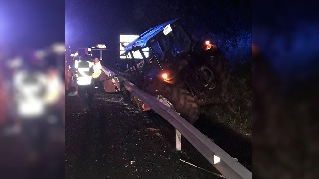 Bras-Panon: Un tracteur éjecté de la 4 voies dans un accident