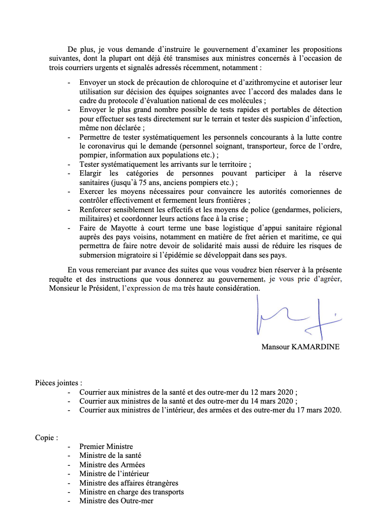 Coronavirus : Le député de Mayotte Mansour Kamardine interpelle Macron