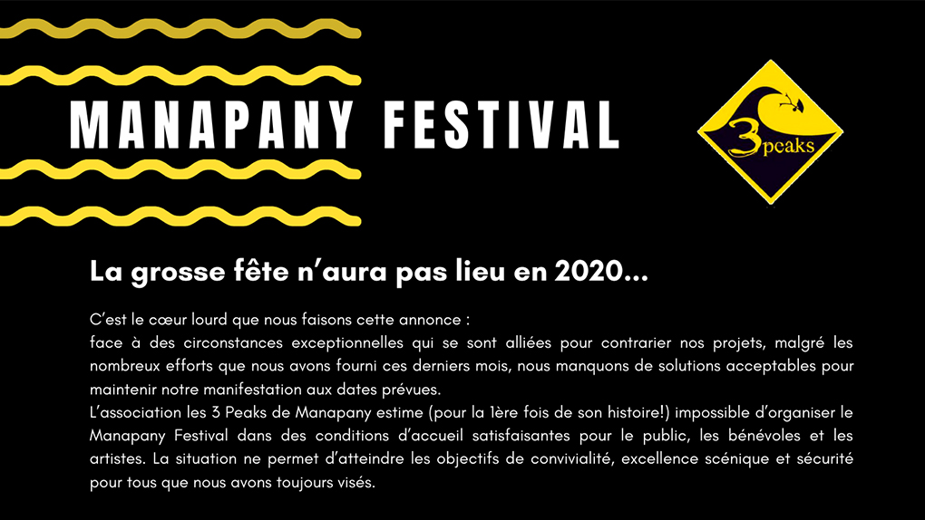 Le Manapany Festival 2020 annulé