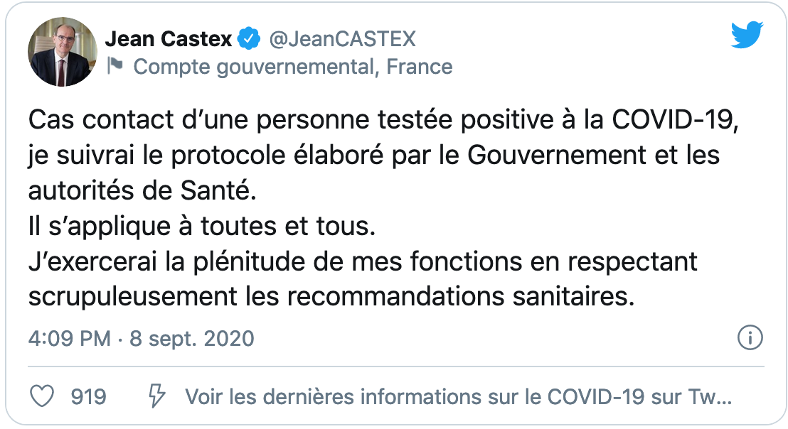 Jean Castex a côtoyé pendant plusieurs heures un malade du Covid-19, il va subir un test