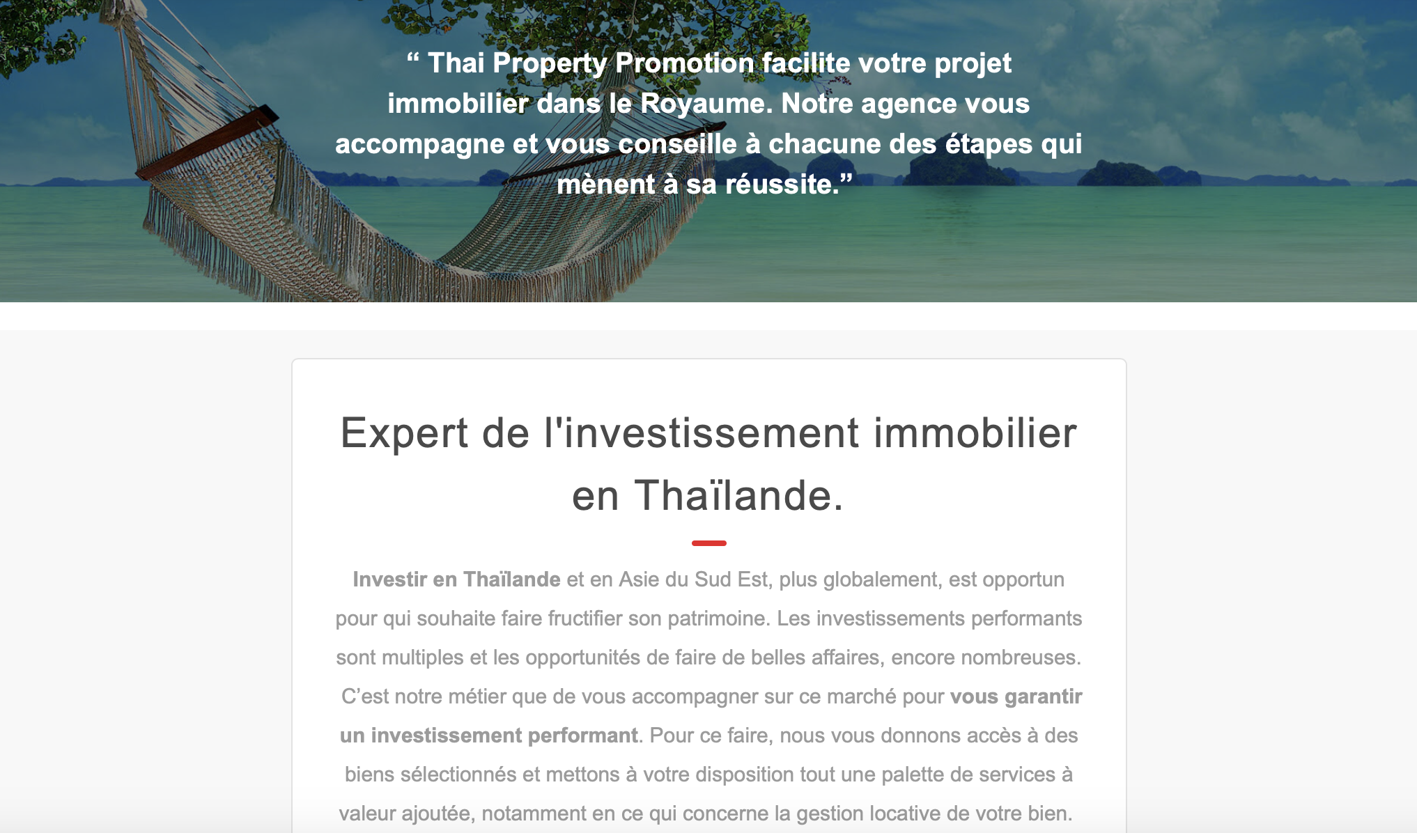 Thaï Property qui vante son expérience en matière de placements immobiliers, voici le genre de mails reçus par de futurs investisseurs réunionnais