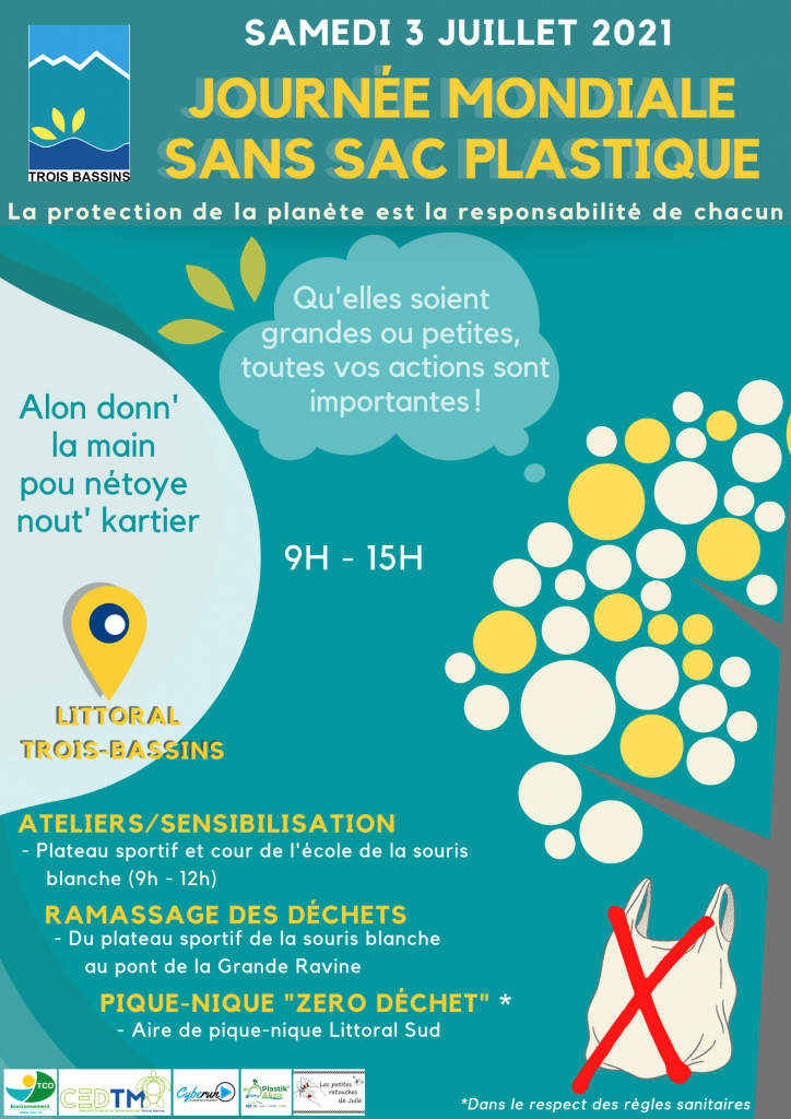 Journée mondiale sans sac plastique (samedi 3 juillet 2021) : sensibilisation éco-citoyenne sur Trois-Bassins