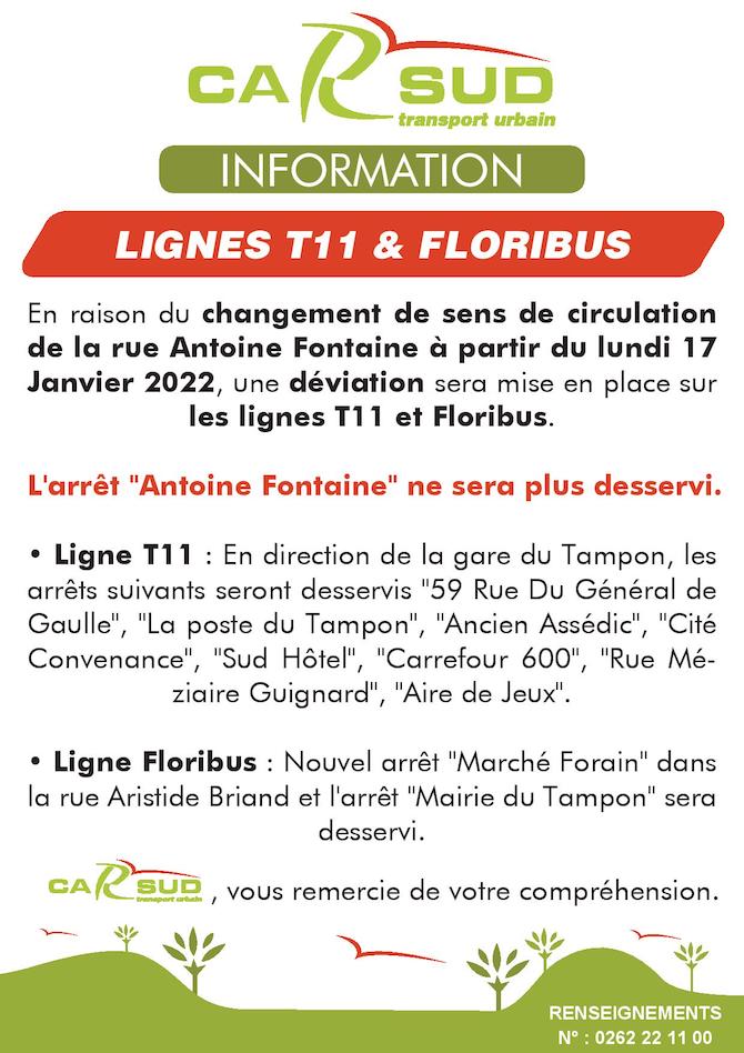 Informations Lignes T 11 et Floribus