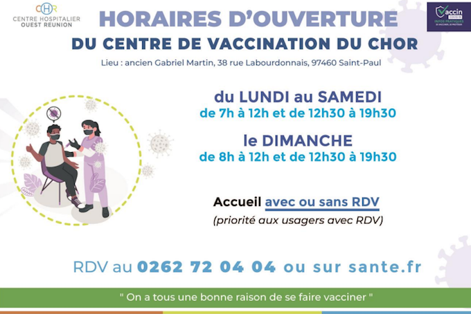 Le centre de vaccination du CHOR vous informe sur ses horaires d’ouverture