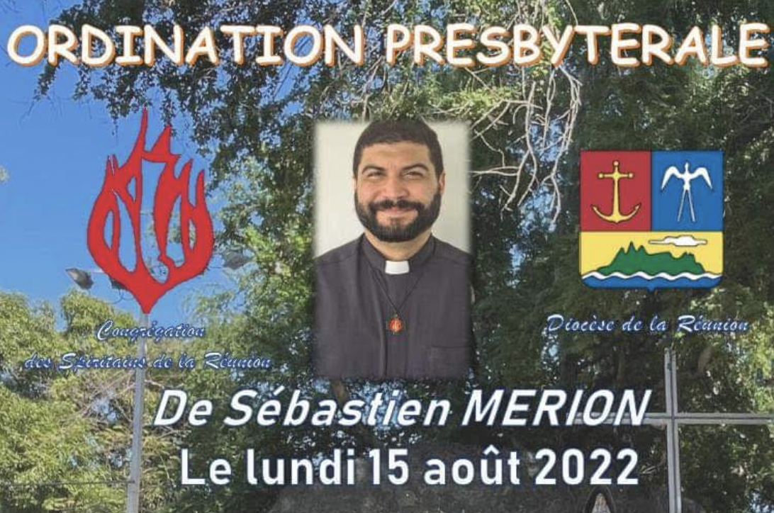 Assomption : Le spiritain Sébastien Mérion ordonné prêtre le 15 août prochain à St-Paul