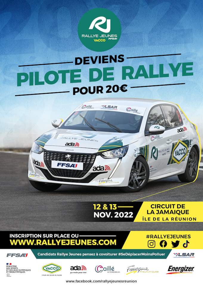 Rallye Jeunes Réunion 2022 : Épreuves de sélection les 12 et 13 novembre
