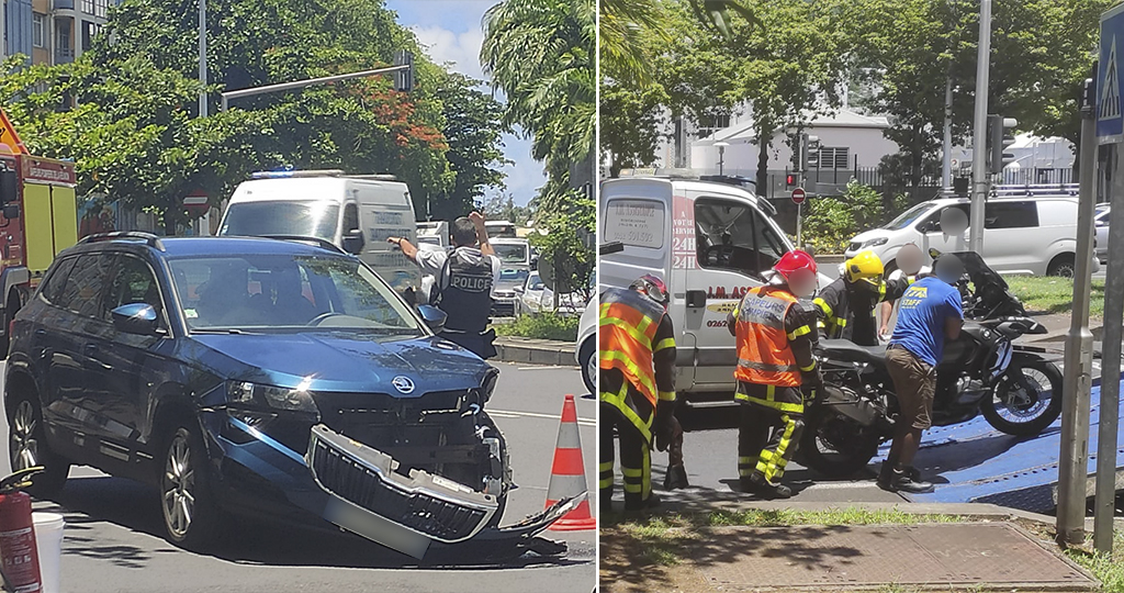 Collision entre un SUV et une moto sur le Boulevard Sud à Saint-Denis
