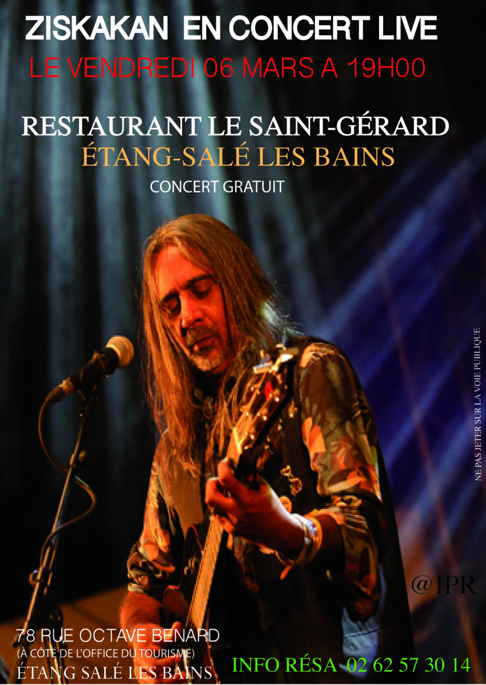 Concert gratuit de Ziskakan le vendredi 6 mars au restaurant Le Saint-Gérard à l'Étang-Salé les Bains