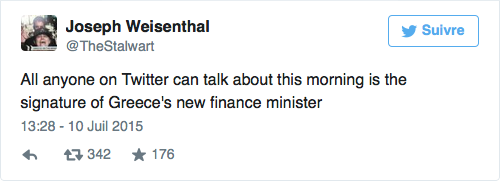 Tout le monde sur Twitter parle ce matin de la signature du nouveau ministre des Finances grec