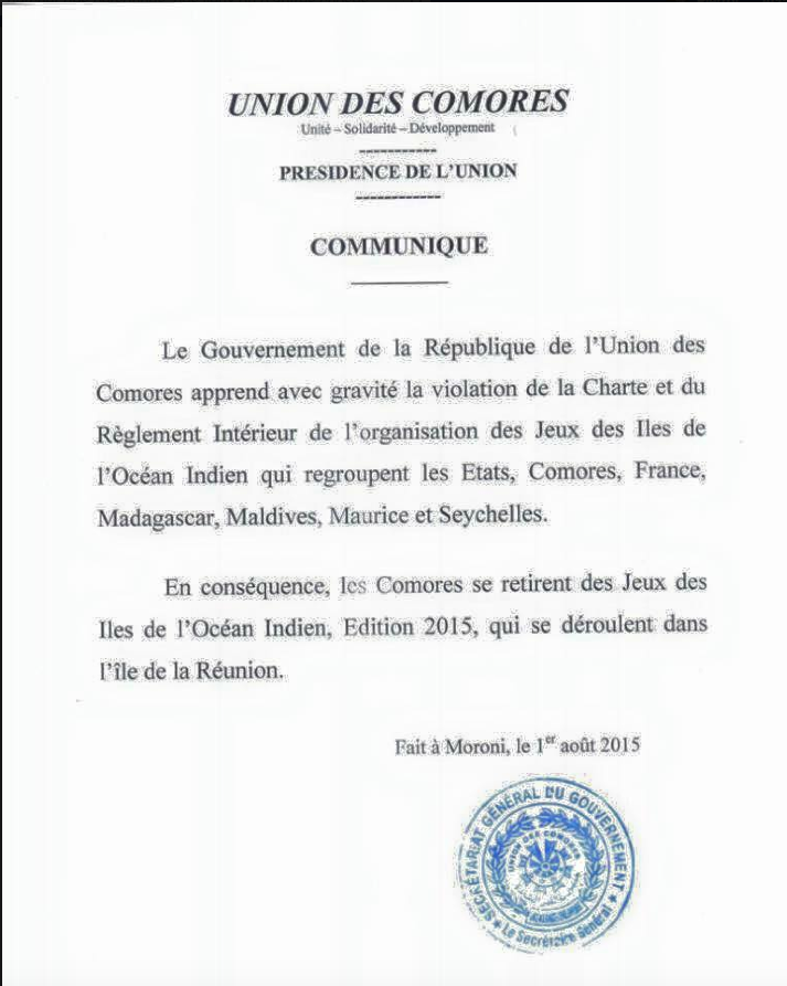 JIOI: Mayotte en tricolore, les Comores déclarent forfait