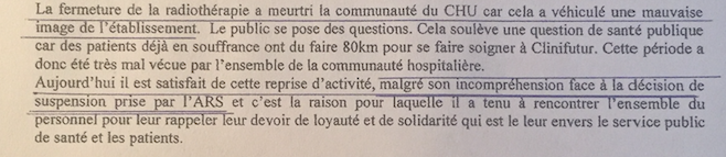 Un extrait du procès-verbal du conseil de surveillance du CHU de la Réunion du 23 octobre 2013