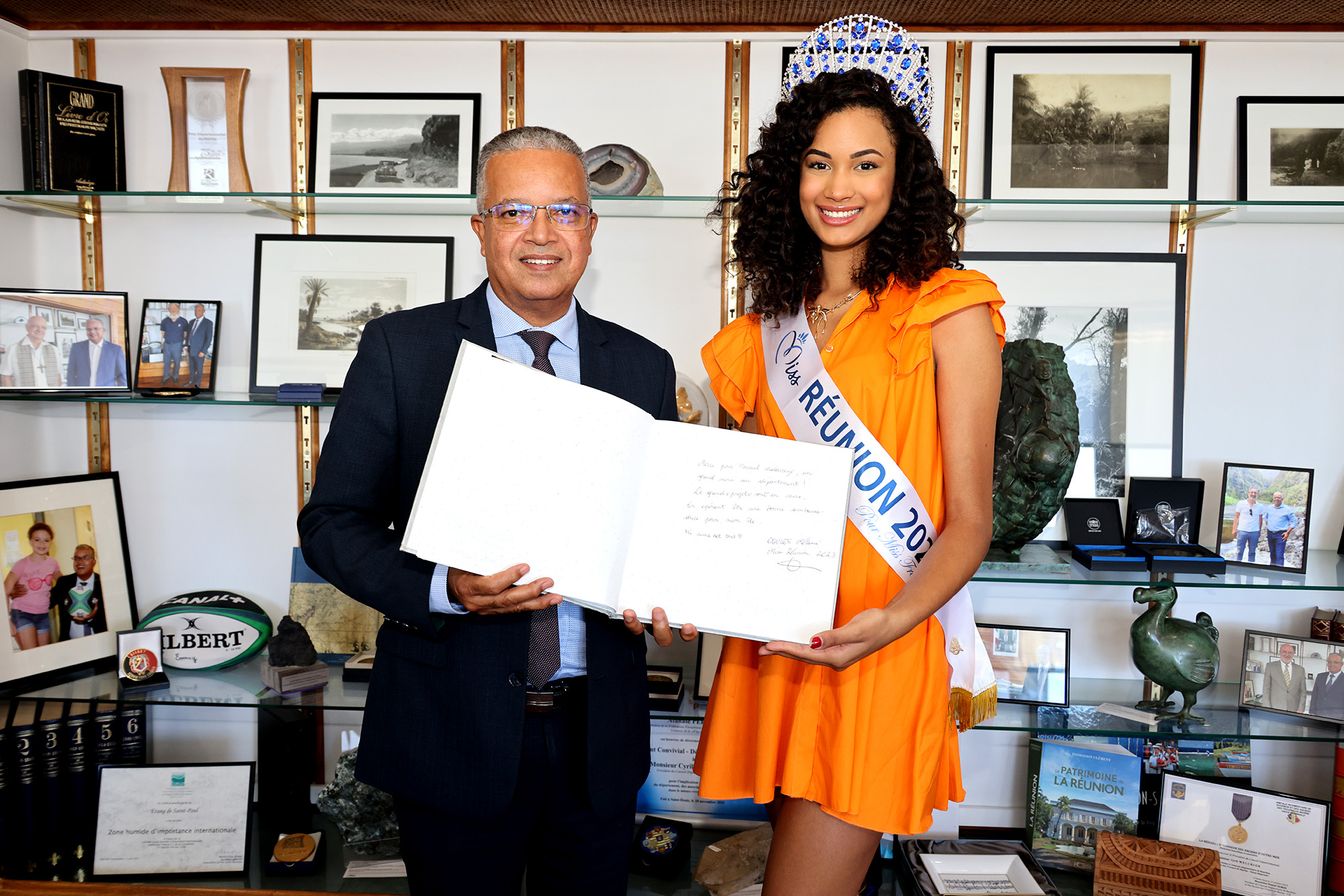 Miss au Département Conseil départemental : Le Président Cyrille Melchior reçoit Mélanie Odules, Miss Réunion 2023