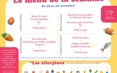 Restauration scolaire : menu du 20 au 24 novembre