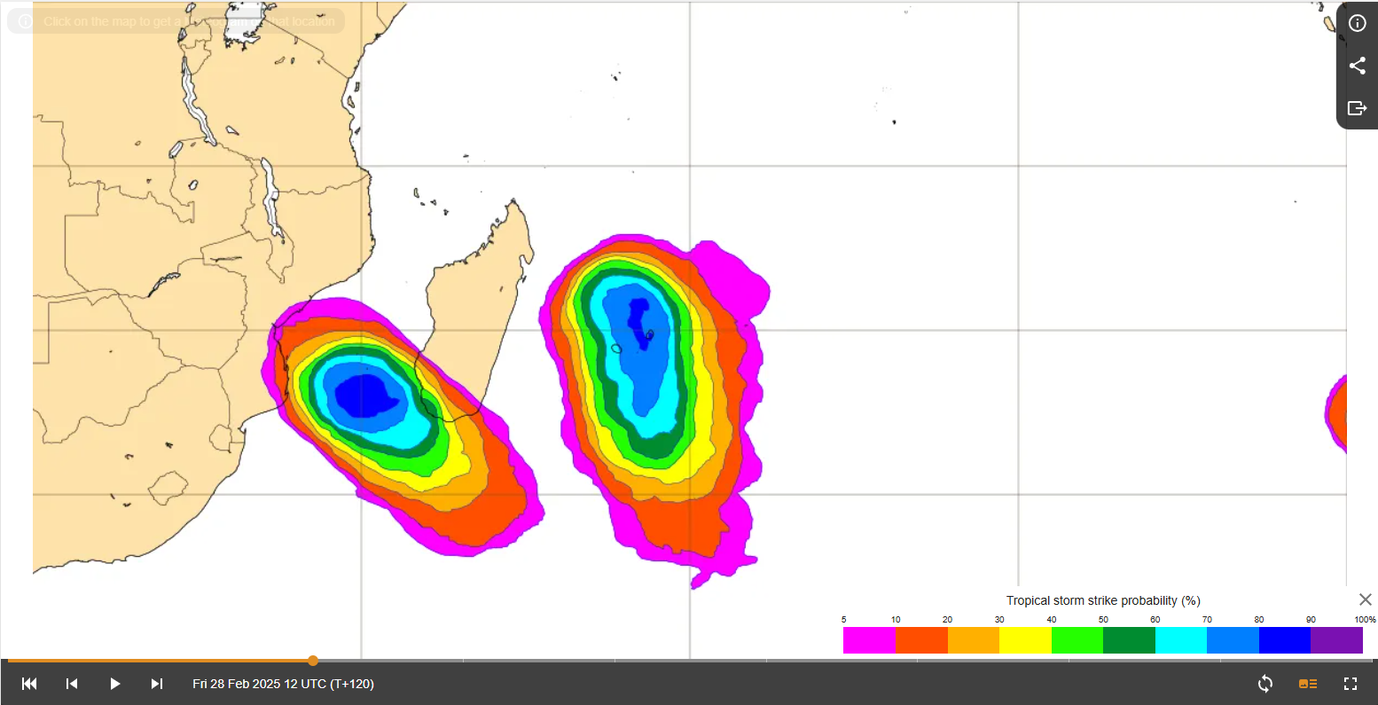Probabilité d'observation d'un tempête le 28022025