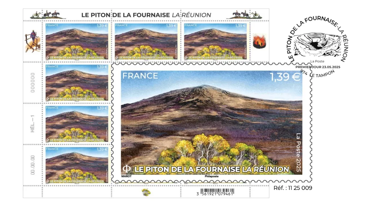 la poste timbre piton de la fournaise
