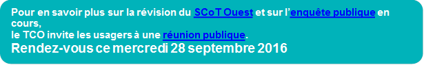 Réunion publique SCoT Ouest - Mercredi 28 septembre 2016